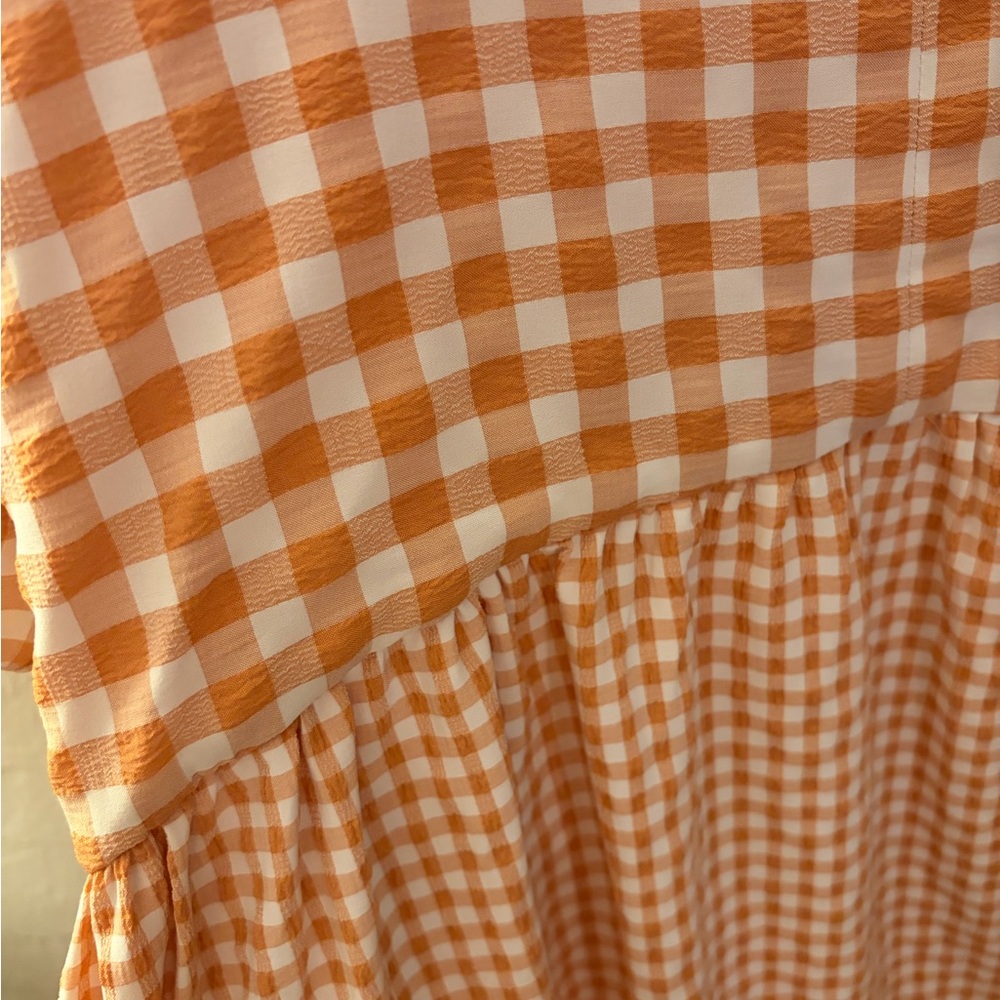 English Factory Peach Gingham Tiered Maxi Dress - Picture 4 of 6